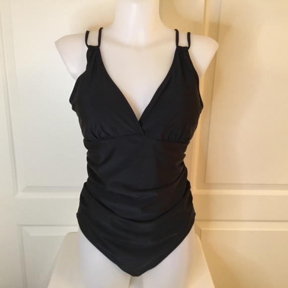 Women's V-Neck Tummy Control One Piece Bathing Suit - Picture 4 of 8